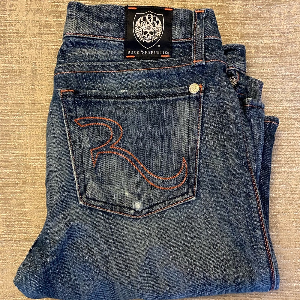 Rock & Republic light wash flair jeans size 27